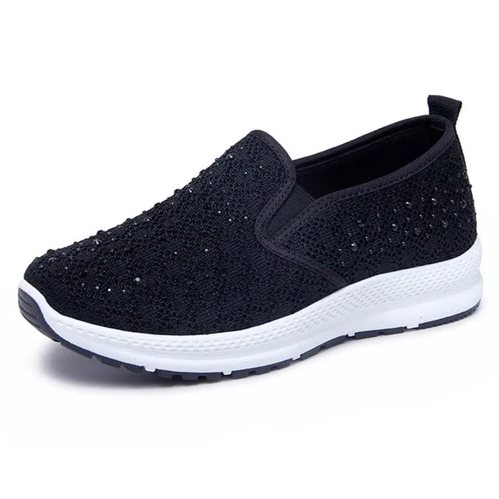 Women Flat Mesh Crystal Sneakers