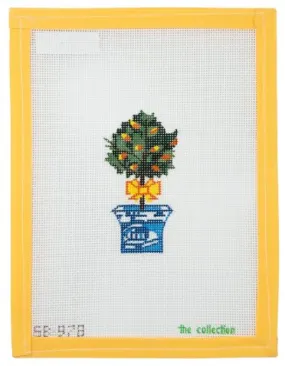 Yellow Bow Topiary Needlepoint